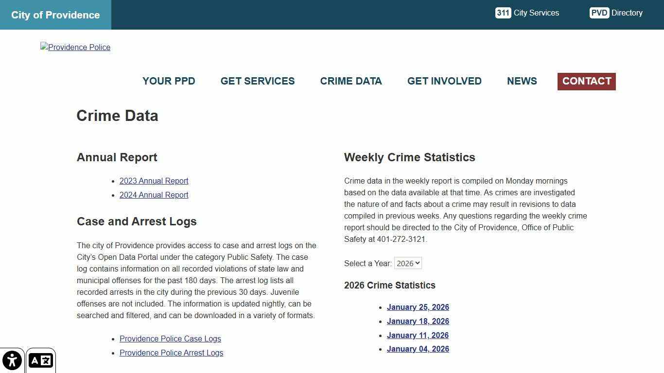 Crime Data - Providence Police Department